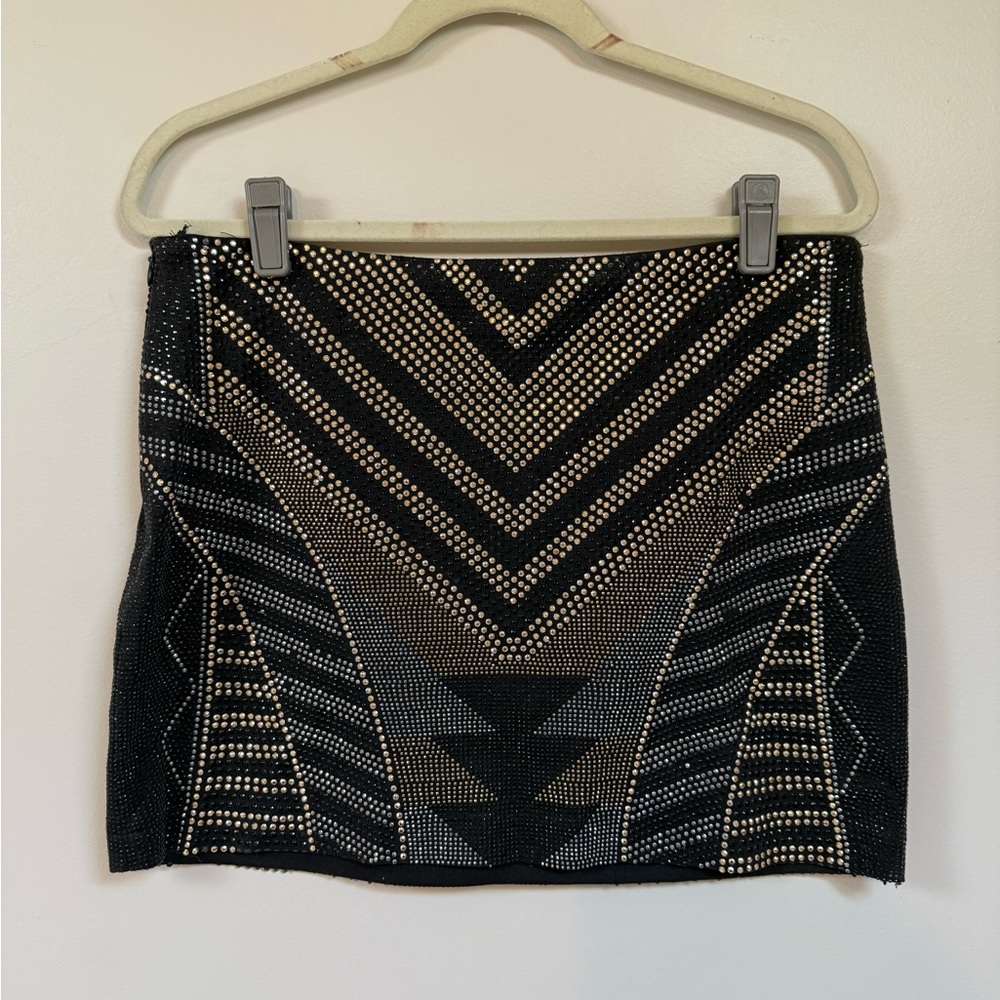 Metallic Beaded Detail Mini Skirt